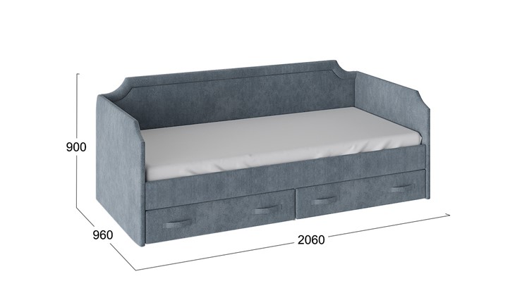 Кровать подростковая Кантри Тип 1, ТД-308.12.02 (Замша синяя) в Белгороде - изображение 2