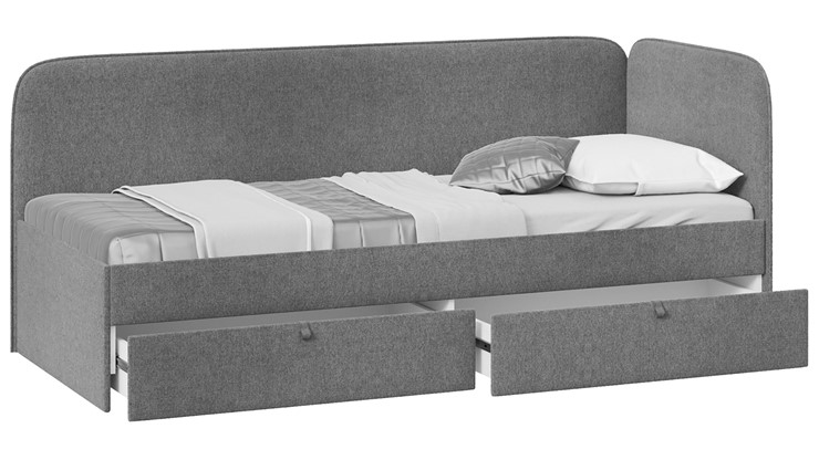 Кровать подростковая Молли тип 1 (90), Микровелюр Scandi Graphite 22 в Старом Осколе - изображение 1