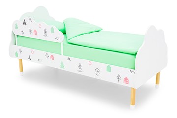 Детская кровать Stumpa Облако "Домики розовый, бирюзовый" в Белгороде