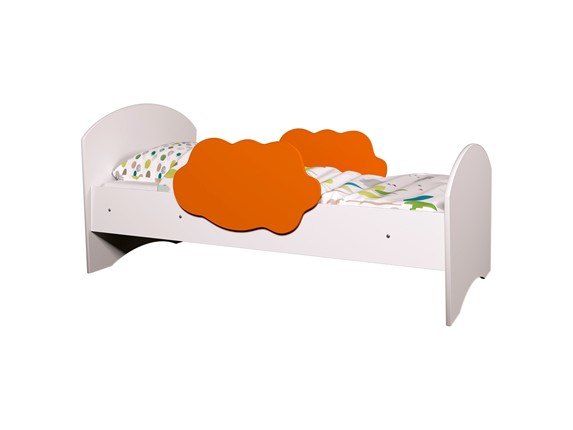 Кровать с бортиками Тучка, корпус Белый, фасад Оранжевый в Белгороде - изображение