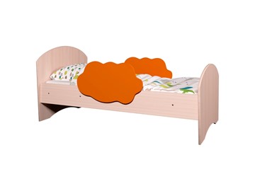 Кровать с бортиками Тучка, корпус Дуб млечный, фасад Оранжевый в Старом Осколе