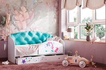 Детская кровать односпальная Звездочка с бортиком, Бирюза в Белгороде