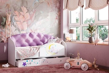 Детская кровать односпальная Звездочка с бортиком, Фиолетовый в Белгороде