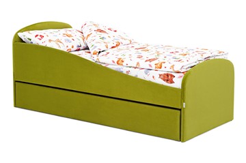 Кровать в детскую с ящиком Letmo оливковый (велюр) в Белгороде