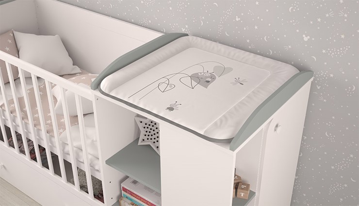 Детская кровать-трансформер с комодом POLINI Kids Ameli 800 Белый / Серый, серия AMELI в Старом Осколе - изображение 3