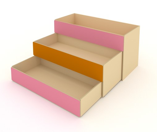 Кровать для детей 3-х уровневая КД-3, Беж + Розовый + Оранжевый в Старом Осколе - изображение
