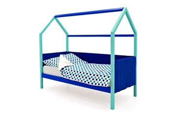 Кровать-домик в детскую Svogen, мятный-синий мягкая в Белгороде
