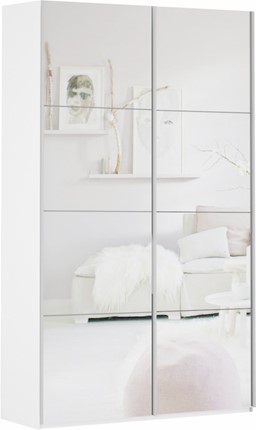 Шкаф-купе Прайм (Зеркало/Зеркало) 1200x570x2300, белый снег в Старом Осколе - изображение