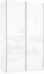 Шкаф 2-дверный Прайм (Белое стекло/Белое стекло) 1200x570x2300, белый снег в Старом Осколе - предосмотр