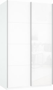 Шкаф-купе 2-х дверный Прайм (ДСП/Белое стекло) 1200x570x2300, белый снег в Старом Осколе