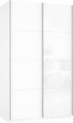 Шкаф-купе 2-х дверный Прайм (ДСП/Белое стекло) 1200x570x2300, белый снег в Старом Осколе - изображение