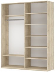 Шкаф 2-створчатый Прайм (Зеркало/Белое стекло) 1400x570x2300, дуб сонома в Старом Осколе - предосмотр 1