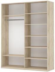 Шкаф 2-створчатый Прайм (Зеркало/Белое стекло) 1400x570x2300, дуб сонома в Старом Осколе - изображение 1