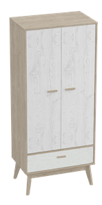 Шкаф для одежды Калгари, Дуб натуральный светлый/Белый матовый в Старом Осколе