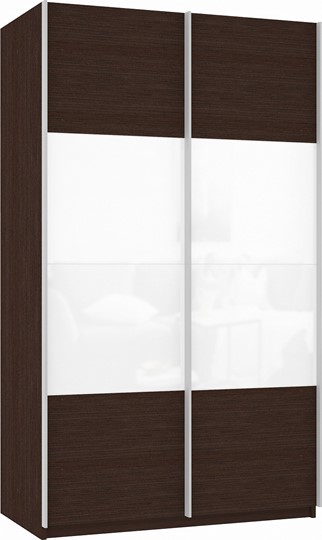 Шкаф 2-х створчатый Прайм (ДСП/Белое стекло) 1200x570x2300, венге в Старом Осколе - изображение 2