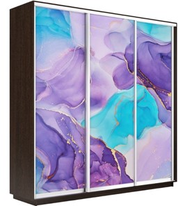 Шкаф 3-дверный Экспресс 2400х450х2200, Абстракция фиолетовая/венге в Старом Осколе