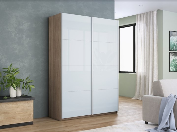 Шкаф Прайм (Белое стекло/Белое стекло) 1600x570x2300, дуб сонома в Старом Осколе - изображение 4