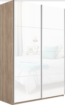 Шкаф Прайм (Белое стекло/Белое стекло) 1600x570x2300, дуб сонома в Старом Осколе - изображение