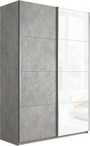 Шкаф Прайм (ДСП/Белое стекло) 1400x570x2300, бетон в Старом Осколе