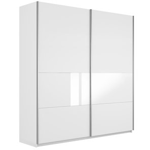 Шкаф Широкий Прайм (ДСП / Белое стекло) 2200x570x2300, Белый снег в Белгороде