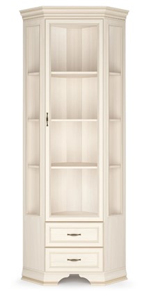 Угловой шкаф-витрина Сиена, Бодега белый / патина золото в Старом Осколе - изображение