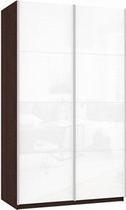 Шкаф-купе двухдверный Прайм (Белое стекло/Белое стекло) 1400x570x2300, венге в Старом Осколе - предосмотр