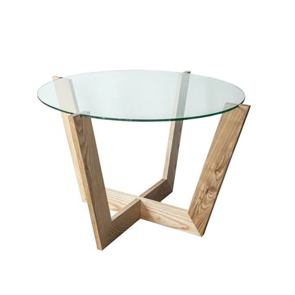 Круглый стол Оникс-10, Натуральный массив/Прозрачное стекло в Старом Осколе - изображение