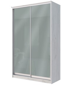 Шкаф 2-х дверный Хит-22-12/2-22 с цветным стеклом, средне-серый 074, Дуб Крафт белый в Старом Осколе