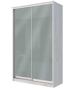 Шкаф 2-х дверный Хит-22-14-22 с цветным стеклом, средне-серый 074, Дуб крафт белый в Белгороде