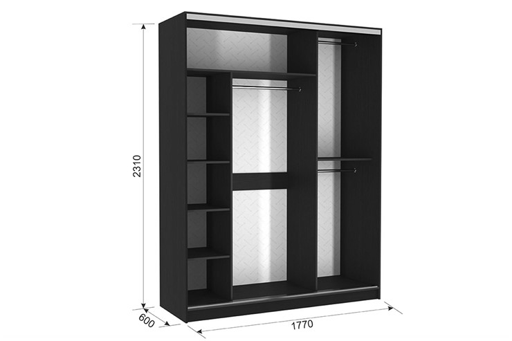 Шкаф 3-х дверный Бассо 2-600, венге/белый в Старом Осколе - изображение 2