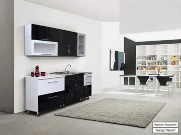 Модульная кухня Мыло 224 2000х718, цвет Черный/Белый металлик в Белгороде - предосмотр
