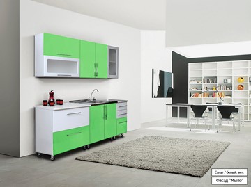 Модульный кухонный гарнитур Мыло 224 2000х918, цвет Салат/Белый металлик в Белгороде