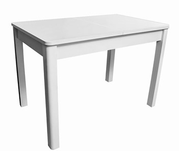 Кухонный стол раскладной Айсберг-07 СТ1, белое ЛДСП/стекло белое/прямые массив белый в Белгороде