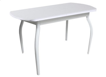 Кухонный обеденный стол ПГ-06 ЛДСП, белый ЛДСП/32 гнутые крашеные металл белый в Старом Осколе