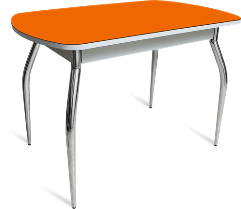 Стол на кухню ПГ-04 СТ белое/оранжевое/хром фигурные в Старом Осколе - изображение