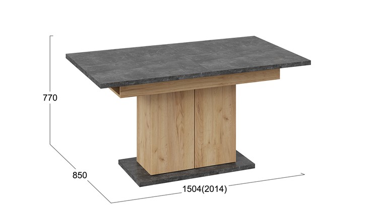 Кухонный стол раздвижной Детройт тип 1 (Дуб Крафт золотой/Ателье) в Старом Осколе - изображение 4