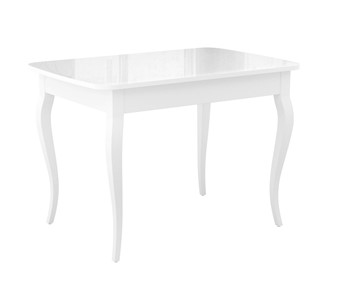 Кухонный стол раздвижной Dikline M110 Белый/стекло белое глянец/ножки MC белые в Белгороде
