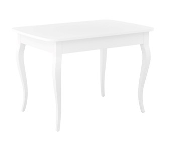 Обеденный раздвижной стол Dikline M110 Белый/стекло белое сатин/ножки MC белые в Старом Осколе