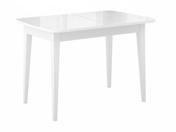 Кухонный стол раскладной Dikline M110 Белый/стекло белое глянец/ножки MM белые в Белгороде - предосмотр