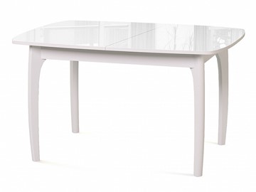 Кухонный стол раздвижной Dikline M20 стекло белое/ножки белые в Белгороде