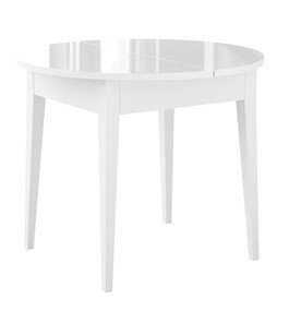 Кухонный стол раздвижной Dikline MR100 Белый/стекло белое глянец/ножки MM белые в Белгороде