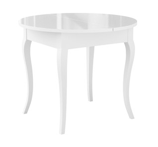 Обеденный раздвижной стол Dikline MR100 Белый/стекло белое глянец/ножки MC белые в Старом Осколе