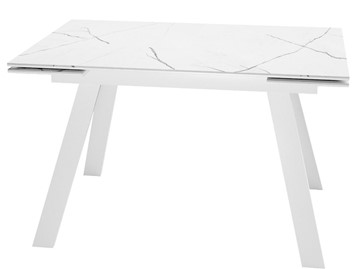Раздвижной стол DikLine SKM140 Керамика Белый мрамор/подстолье белое/опоры белые (2 уп.) в Белгороде
