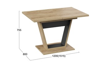 Кухонный стол раскладной Гавана тип 1 (Дуб крафт золотой/Черный) в Старом Осколе - предосмотр 5