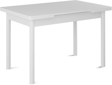 Обеденный раздвижной стол Милан-1 EVO, ноги металлические белые, белый цемент в Старом Осколе