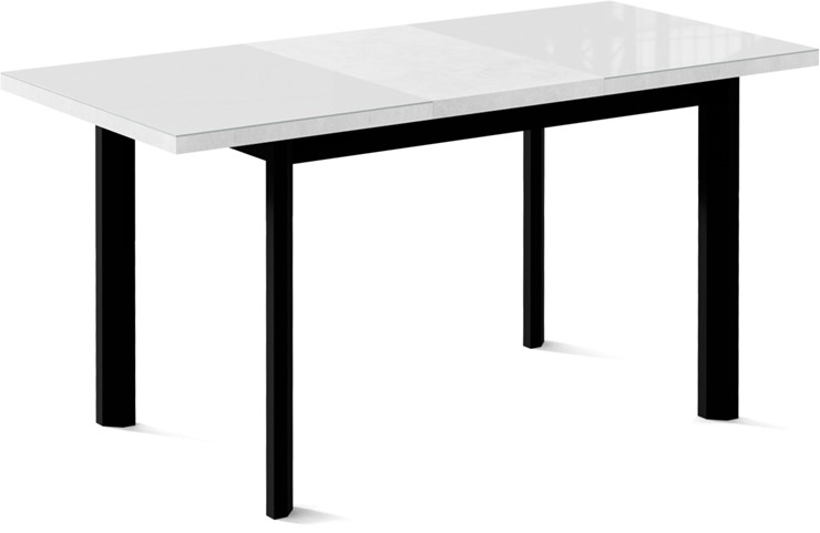 Кухонный стол раскладной Нагано-2G (ноги черные, стекло cristal/белый цемент) в Белгороде - изображение 1