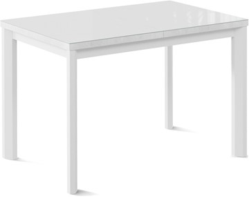 Кухонный стол раскладной Нагано-3G (ноги металлические белые, стекло cristal/белый цемент) в Белгороде - предосмотр
