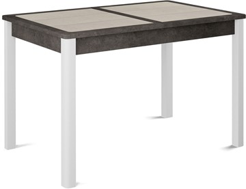 Кухонный стол раскладной Ницца-1 ПЛ (ноги белые, плитка бежевая/серый камень) в Старом Осколе