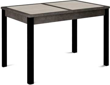 Кухонный стол раскладной Ницца-2 ПЛ (ноги черные, плитка бежевая/серый камень) в Белгороде - предосмотр