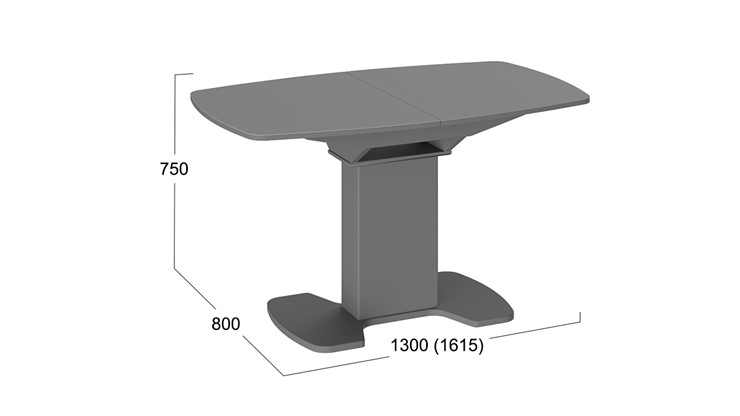 Кухонный стол раскладной Портофино (СМ(ТД)-105.02.11(1)), цвет Серое/Стекло серое матовое LUX в Белгороде - изображение 1